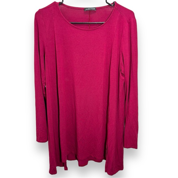 Eileen Fisher Jersey Knit Tunic in Berry - Picture 2 of 5
